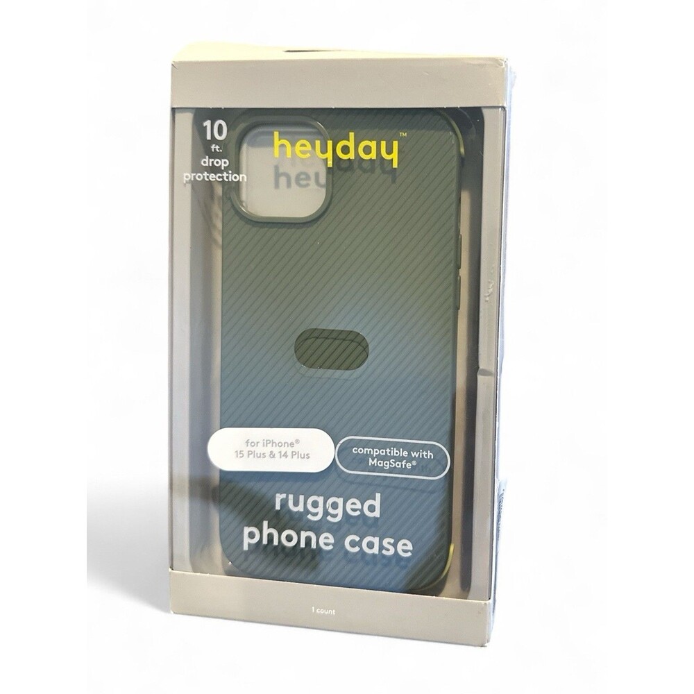 Heyday Iphone 15 Plus & 14 Plus Rugged Phone Case MagSafe Compatible Gray Lime